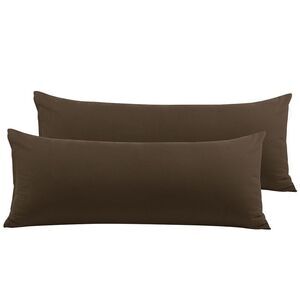 2Pcs Body Pillow Covers Microfiber Extra Long Pillowcases, Brown 20"x48"